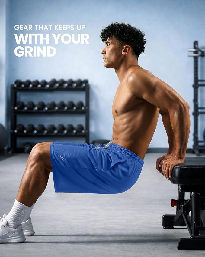 Quick Dry Knit Men's Athletic Shorts Loose-Fit Running Workout Gym Shorts