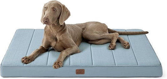 Bedsure Cooling Dog Beds Large Sized Dog - Extra-Large Comfy Flat Puppy Bed with Removable Washable Cover, Orthopedic Egg Crate Foam Pet Mat, Suitable for Pet Up to 100 lbs