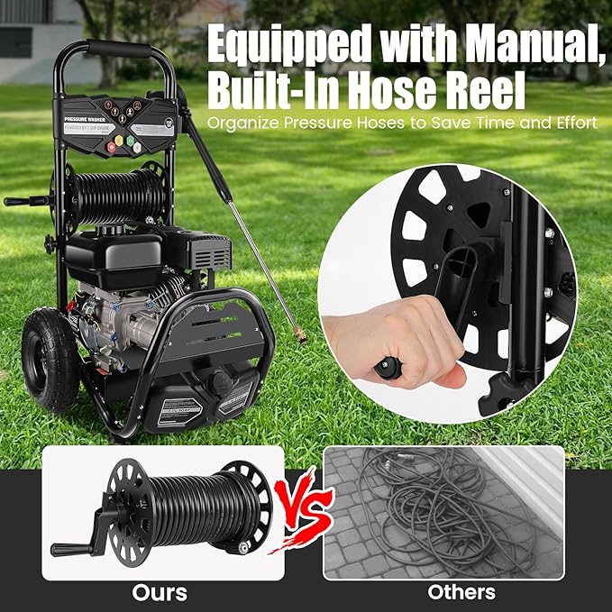 4200PSI Pres*Sure Washer Cleaner 4.0GPM Gas Po*wer Washer 212CC Gas Powered Washing Machine Commercial High Washer Cleaner with 32ft Hose&5 Nozzles for Patio Garden Yard Vehicle,EPA/CARB/ETL
