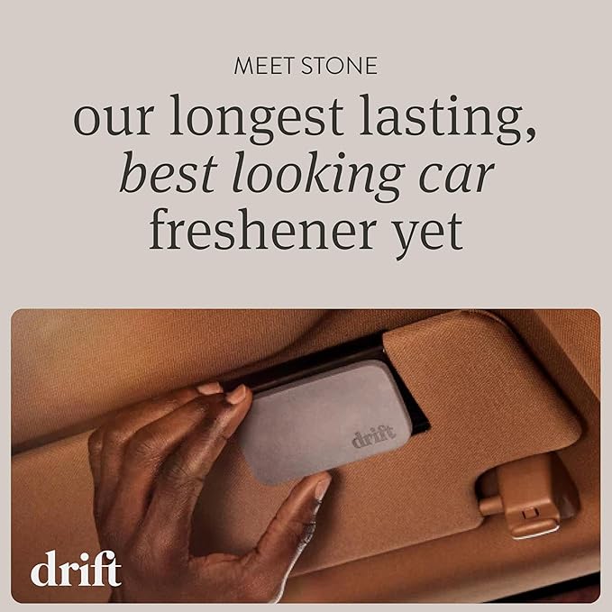 Drift Car Air Freshener - Stone Air Freshener - Car Odor Eliminator - Long Lasting Scent - Auto Accessories - Metal Clip - Essential Oils - Clean Ingredients - Amber 3 Pack Starter Kit - CLIP INCLUDED