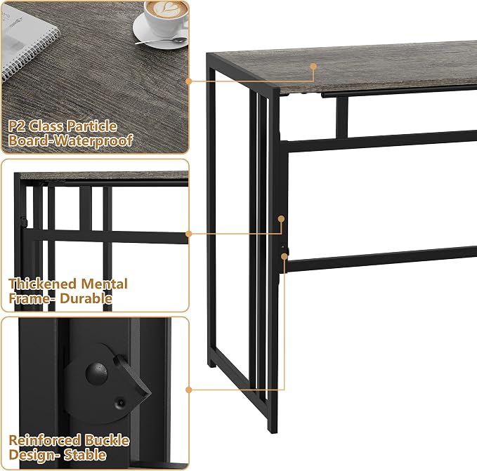40" Folding Computer Desk No Assembly Needed Foldable Table for Small Space | Small Folding Table for Home Office, Study, Writing, Gaming, Compact RV Living, Camping, Sturdy and Easy Carry, Versatile