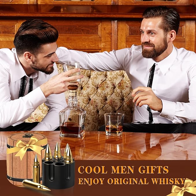 Gifts for Men Him Christmas, Whiskey Stone Gifts for Husband Anniversary, Unique Birthday Gift Ideas for Dad from Daughter Son Wife, Cool Stocking Stuffers, Bourbon Gadgets for Grandpa Uncle Father