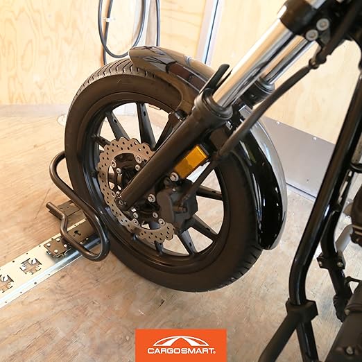 CargoSmart Motorcycle Wheel Chock — Connects to X-Track and E-Track Systems — Fits Up to 7” Wide Tires
