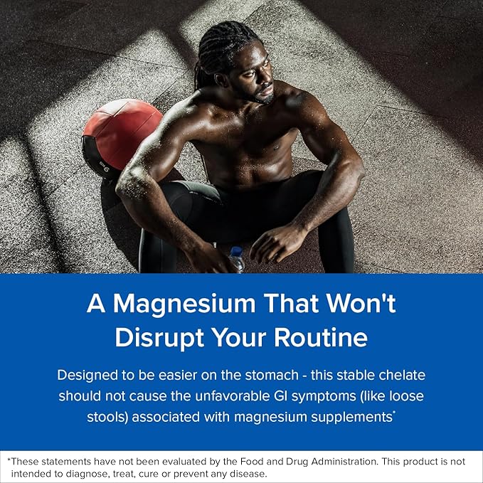 Magnesium Bisglycinate - Magnesium Supplement to Support ATP Energy, Muscle Recovery, Bone Health & Heart Health - NSF Certified for Sport (120 Capsules)