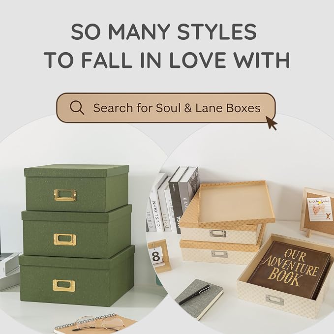 Soul & Lane - Enchanted Garden Decorative Storage Boxes with Lids, Set of 3 | Large Nesting Paperboard Storage Boxes for Keepsakes and Photos, Bold Dark Floral Containers for Home Decor