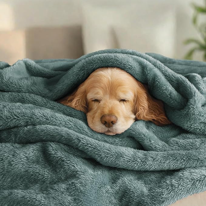 Exclusivo Mezcla Fuzzy Plush Fleece Bed Blanket Queen Size, Celadon | 90x90 Inches, Super Soft and Cozy Bed Blanket, Fluffy Decorative Bedding for Livingroom, Bedroom, All Season