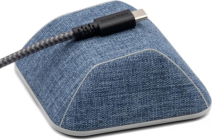 Smartish® Magnetic Cord Holder - Cable Wrangler Organizer with Magnet Clips for Charger Management on Desktop, Nightstand for USB-C + Lightning - Blue Jeanie