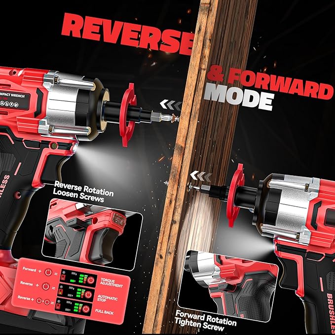Cordless Impact Wrench 1/2 inch for Milwaukee 18v Battery (Bare Tool), 300 FT-LBS(400 N.m) Brushless Impact Driver, Portable Electric Impact Gun with LED Work Light, Variable Speeds, 3-Speed Control