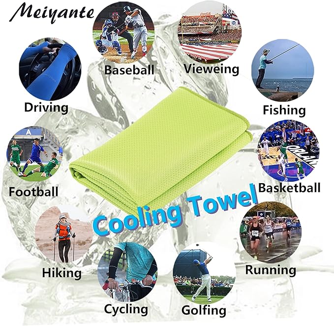 Cooling Towels 43.3" x 15.7" Lime Green - Ice Towel, Sweat Towel, Cooling Towels for Neck & Face & Cooling Neck Wraps for Summer Heat - Neck Cooler for Quick Cool Down for Gym, Running, Golf Sports