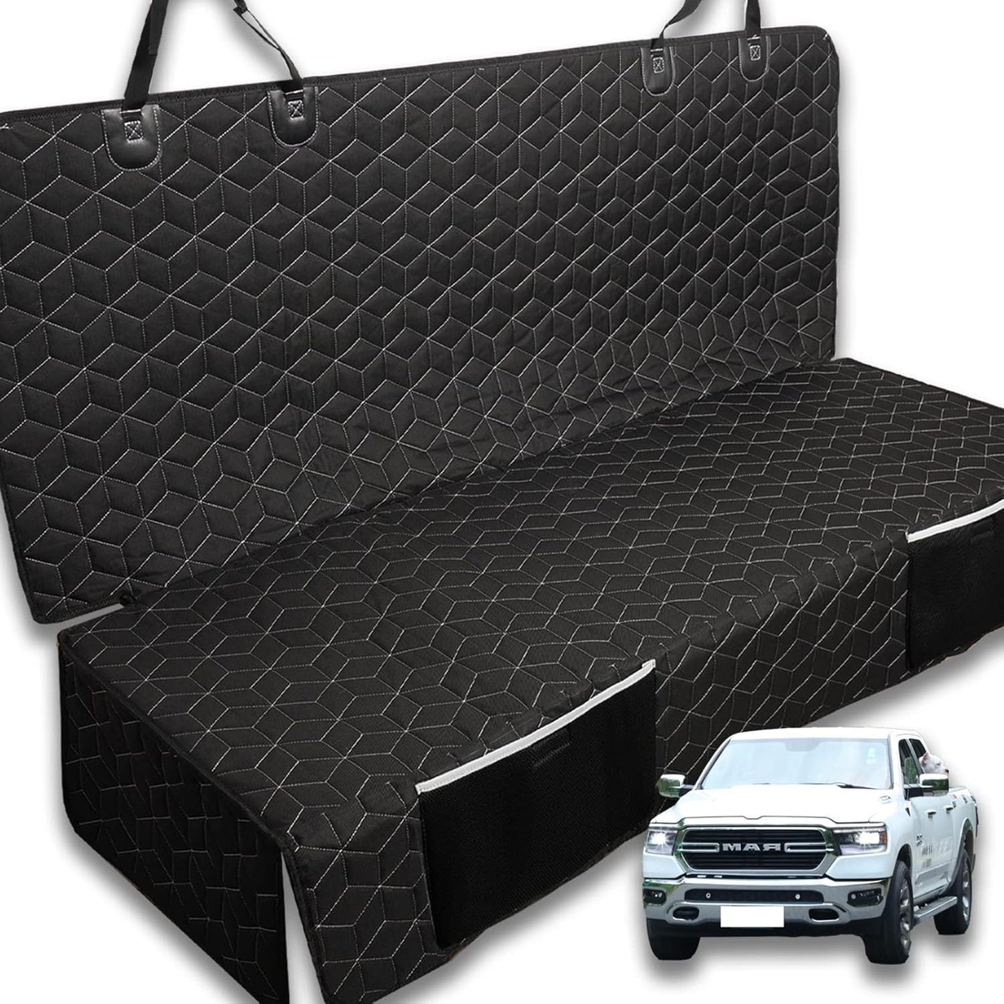 Dog Car Seat Covers for Back Seat,Waterproof Pet Bench Seat Covers for Trucks Ford f150/Ram1500/Nissan Frontier/Toyota Tacoma/GMC Canyon/Silverado Scratch Nonslip Truck Seat Cover for Dogs