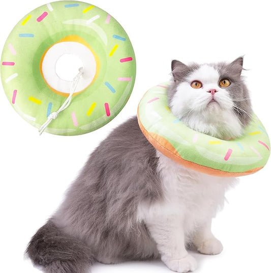 Cat Cone Collar Soft, Cat Recovery Collar for Wound Healing Cute Donut Adjustable Kitten Cones to Stop Licking Comfortable Lightweight Neck Elizabethan Collars for Kittens After Surgery