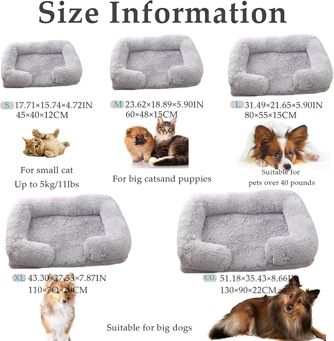 Dog Beds Medium Large Size Dog, Calming Dog Bed with Removable Washable Cover, Waterproof Lining and Nonskid Bottom(Coffee,L)