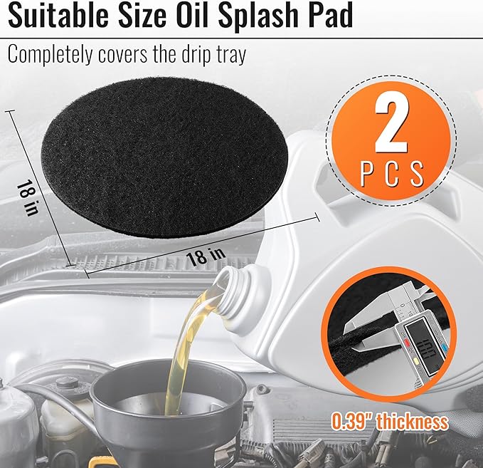 Saillong 2 Pcs 18'' Round Oil Drain Splash Pad, No Splatter Pad Fit 1.5-20 Gal Oil Drain Pan, Anti Splash Oils Change Mat for Car Changing Oils Transmission Drains Pan