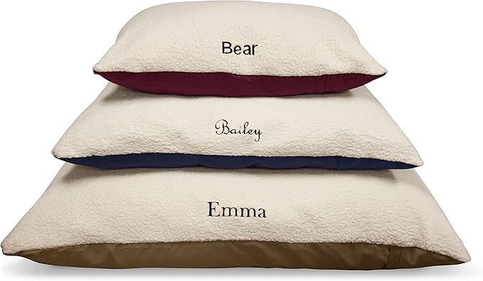 Personalized Pet Pillow Dog Bed Custom Embroidered - Removable Pet Bed Cover - Small to Medium Black