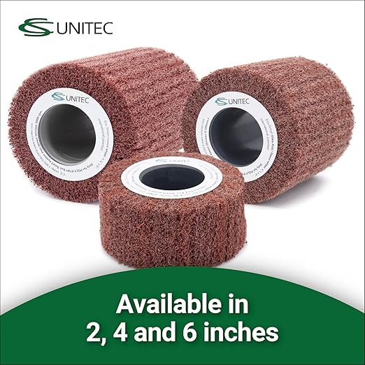 C.S. Unitec PTX Fleece Nonwoven Wheel | 80 Grit Metal & Wood Grinder Polisher Tool Wheel Attachment | 4" Diameter x 2" Wide (47402)