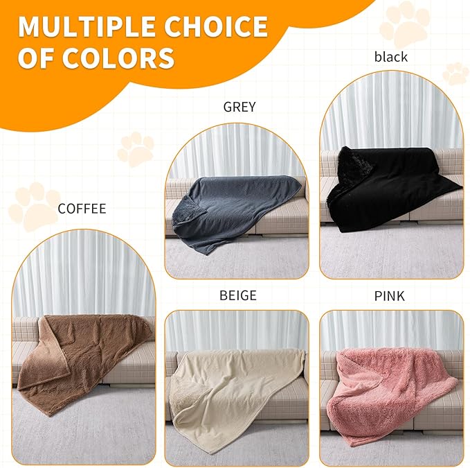 Long Faux Fur Calming Pet Blankets for Large Dogs Waterproof Cream Dog Blanket for Couch Sofa Cover Washable Puppy Bed Covers (Cream,XL-85x57in)