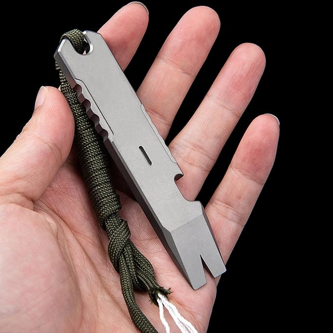 EDC Pry Bar Multi Tool Titanium Crowbar Multifunctional Portable EDC Tool Bottle Opener 3.78"