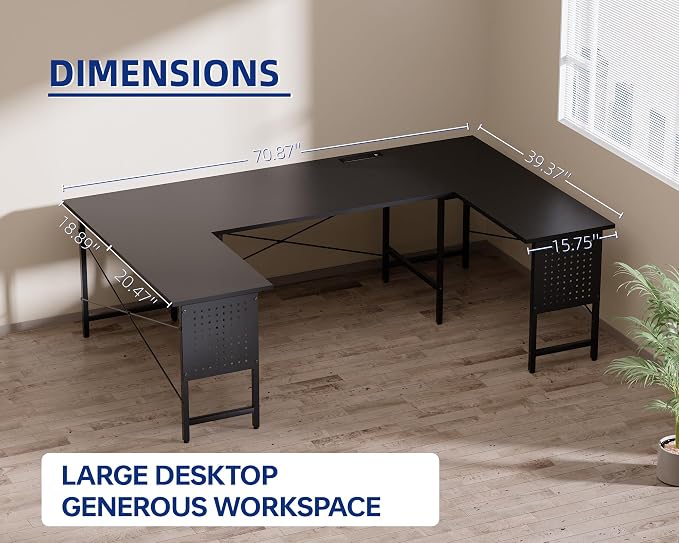 Pamray 71 Inch Large Gaming Desk with Power Outlets U Shaped Computer Desk | Spacious Workspace with USB Charging Ports & Pegboard & Headphone Hooks Suitable for PC Gaming Office Work Study and Writing