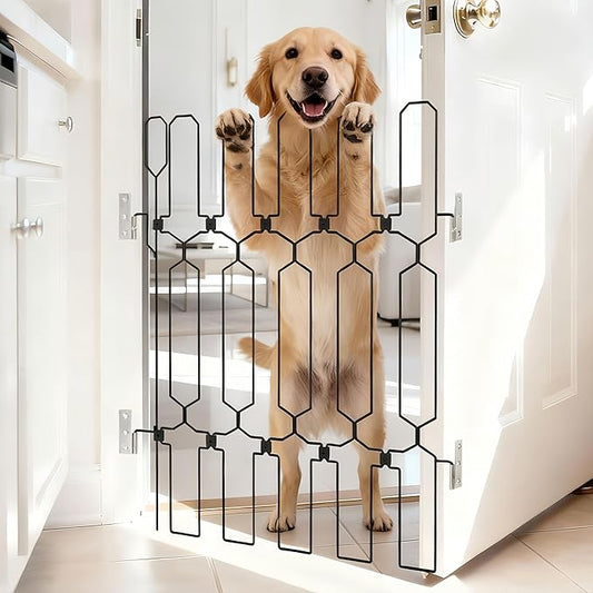 brenzo Retractable Dog Gate for Front Door, Sturdy Chew-Resistant Metal Pet Barrier with Adjustable Safety Gate for Doorways, Stairs, Hallway, Kitchen, Easy Installation, 30.7" Tall x 30.7" Wide