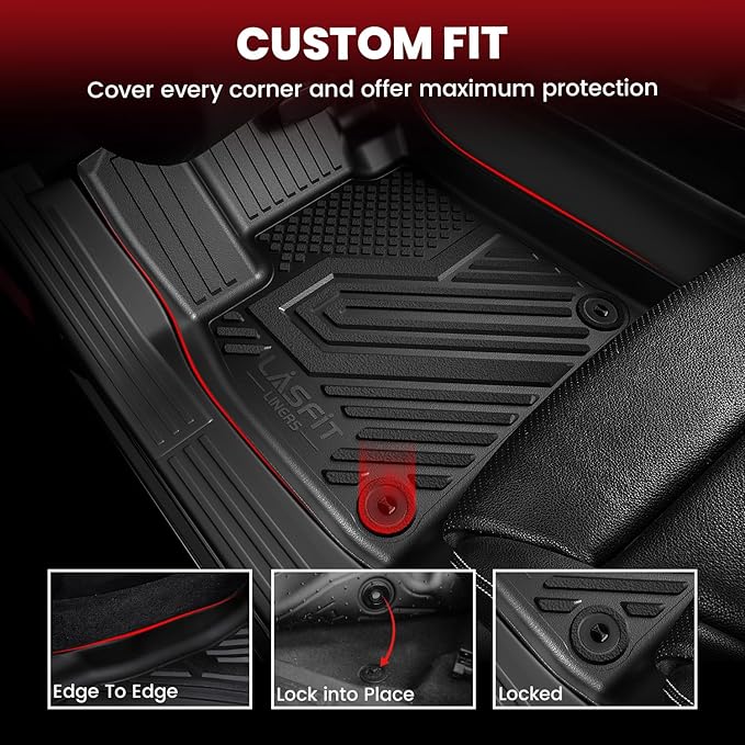 LASFIT Full Set Floor Mats for Honda CR-V 2026 2025 2024 2023 (Gasoline & Hybrid & e:FCEV), All Weather TPE Custom Fit Floor Liners 1st & 2nd Row & Seat Back Mat & Cargo Mat (Upper Position)