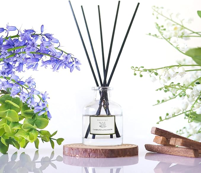 PRISTINE Campanula Blossom/Inspired by Hotel Duke Reed Diffuser for Home | Fresh Blend of Bluebell, Hyacinth, Cloves Reed Diffuser Set, Oil & Reed Diffuser Stick | Home & Office Decor | Fragrance Gift
