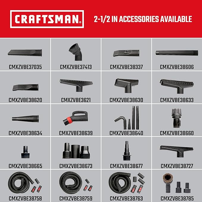 CRAFTSMAN CMXZVBE38727 2-1/2 in. Dry Nozzle Wet Dry Vac Attachment, Industrial-Grade 14 inch Wide Shop Vacuum Accessory for Hard Surface Cleaning, Fits 2-1/2 in. Hose Diameter