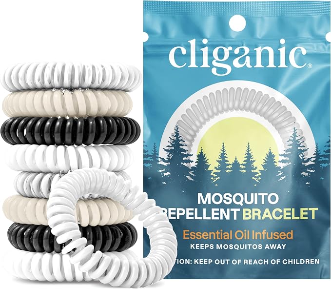 Cliganic 40 Pack Mosquito Repellent Bracelets for Adults & Kids (Neutral Colors) - Natural DEET-Free Bands, Individually Wrapped