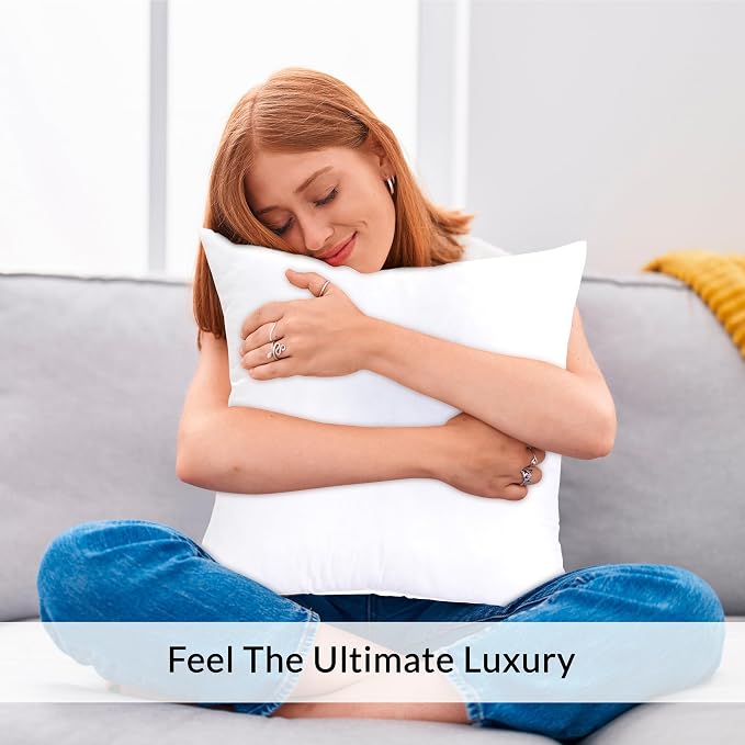 ROYALE LINENS 12 x 12 Pillow Insert - Down Alternative Throw Pillows Insert - Square Pillow Pack of 1 White - Bed & Couch Pillows - Inner Cushion for Bed, Cushion for Living Room - Shams Stuffer