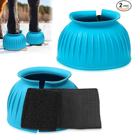 Abbylike Bell Boots for Horses 1 Pair/2 Pair Available, Protect Against Hoof Impact Trauma, Rubber Bell Boots Horse Care for Turnout, No Rub Design Wrap Hook and Loop