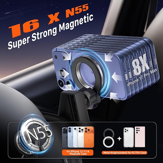 Car Phone Holder for Honda CRV 2017 2018 2019 2020 2021 2022: Magnetic Screen Cell Phone Mount for CR-V 5/7 Inch Touchscreen Accessories - 360�� Rotation Compatible with MagSafe for iPhone Samsung