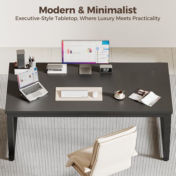Mericonia 40 Inch Computer Desk, 1.2" Thick Small Office Table, Black | Modern Simple Style, Heavy Duty Industrial Frame, Small Study & Writing Table for Home Bedroom Work