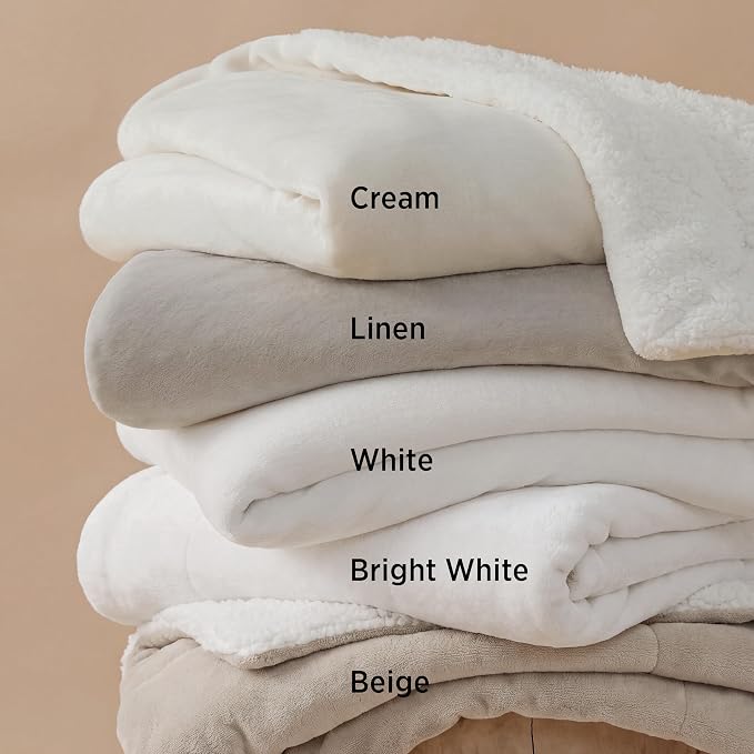 Bedsure GentleSoft Sherpa Fleece Twin Size Blanket for Couch, Non-Heated, Thick and Warm Throw for Women and Men, Soft Fuzzy Plush Twin Blanket for Winter, Beige, 60x80 Inches