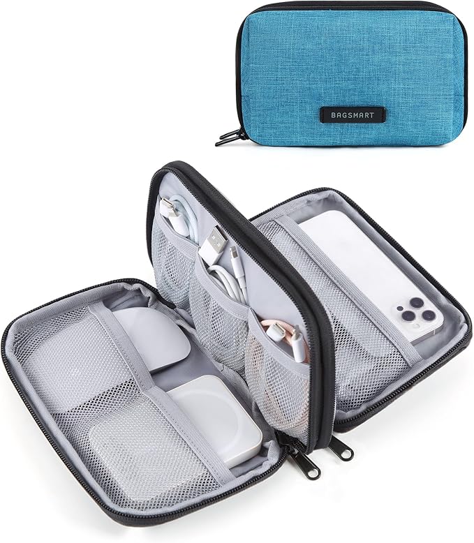 BAGSMART Electronics Organizer Travel Case, Cable Charger Cord Tech Organizer Pouch for Phone Charger Accessories, Dark Green