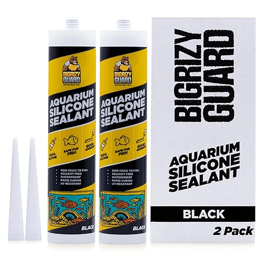 Aquarium Silicone Sealant Black 2x10.14 Fl oz Cartridge - Aquarium Safe Silicone for Fish & Plants | 100% Waterproof, Premium, Non-Toxic, Solvent Free, Strong Bond, Fast Curing (2 Pack)