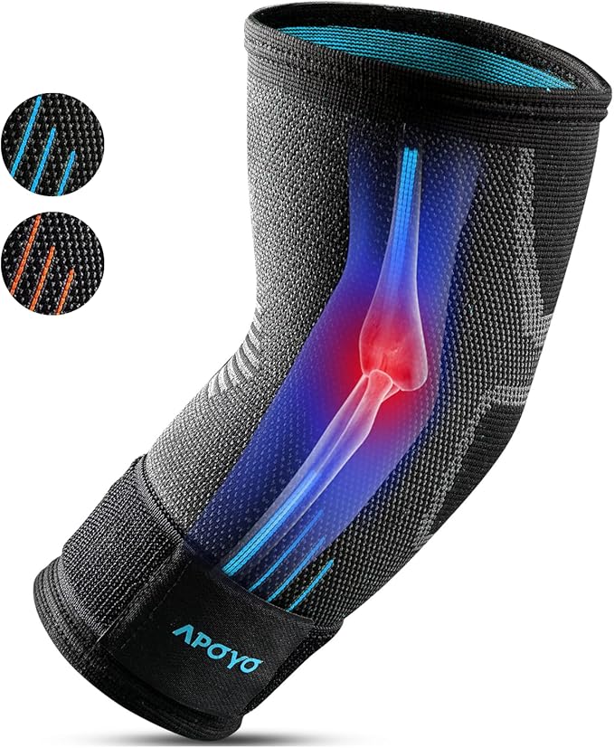 APOYO Elbow Brace for Tendonitis and Tennis Elbow, Compression Sleeve for Arthritis, Workouts, Reduce Joint Pain During Fitness Activity (Large)