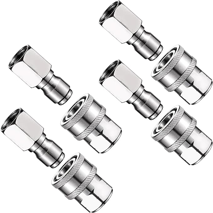 Selkie 3/8" Pressure Washer Quick Connect,8Pack Pressure Washer Fittings, Stainless Steel Adapter Set, Female Thread