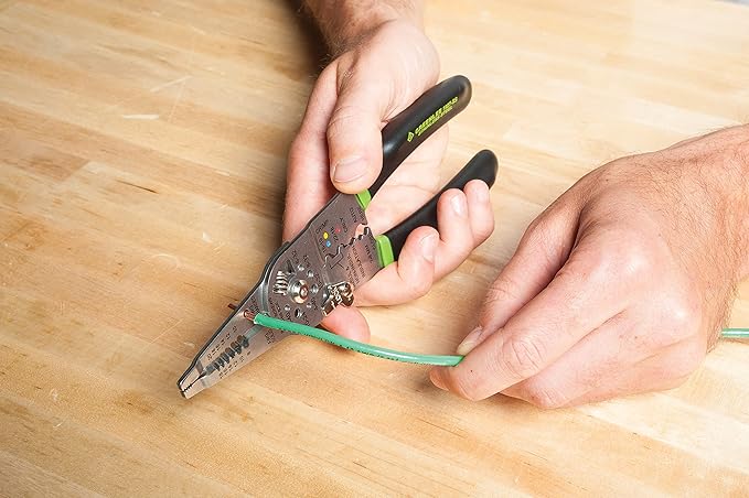 Greenlee, ‎0159-LBFB, 3-Piece Electrician Tool Kit with Stainless Steel Wire Stripper/Cutter/Crimper, 11-in-1 Multi-Bit Screwdriver and Bonus Stainless Steel Bottle Opener