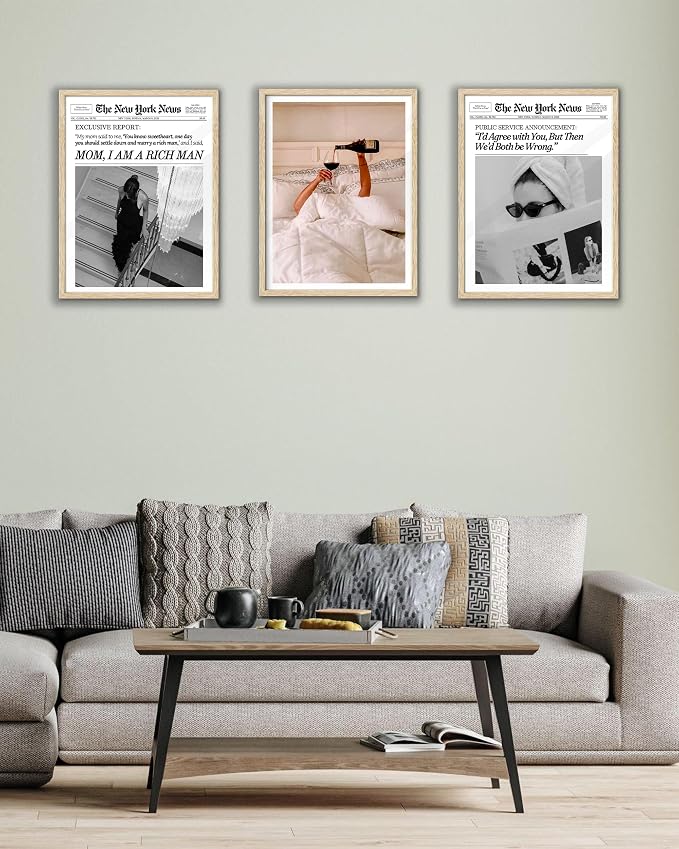 EcoHest 12x16 in Woman Drinking Wine in Bed Canvas Art | Unframed Canvas Print, Feminist Wine Wall Decor for Bedroom, Bathroom, Apartment, Dorm Room, College Room, 1Pack