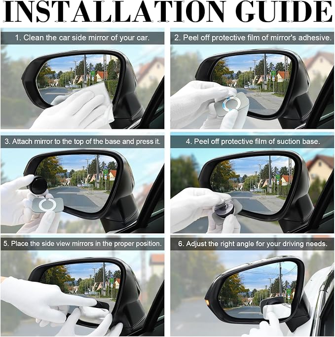 LivTee Blind Spot Car Mirror, Rectangular HD Glass Frameless Convex Side Mirror Blindspot, Reusable 360�� Wide Angle Rear View Car Mirrors with Powerful Adjustable Suction Cup - Exterior Mirrors