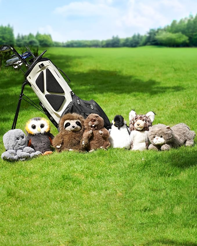 Big Teeth Funny Plush Driver Headcover Animal, Groundhog Gopher Penguin Driver Head Cover for 460cc Club, Sloth Leprechaun Crocodile Golf Head Covers for Woods and Driver Protector