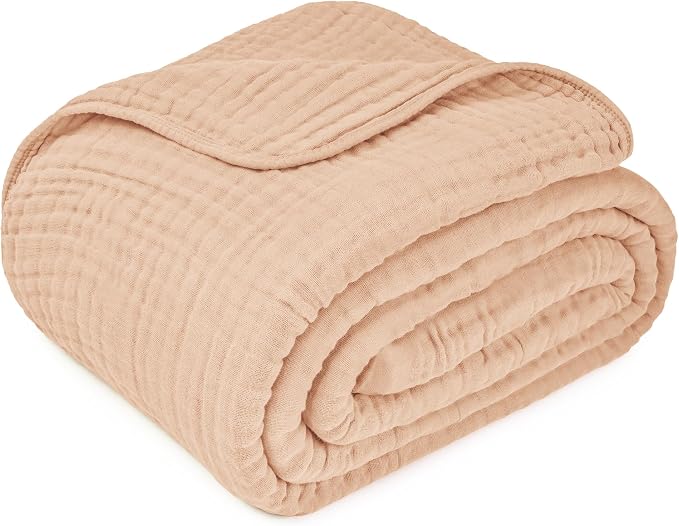 Comfy Cubs Adult Muslin Blanket 90x90” Queen Swaddle Blankets, Cream | 6 Layer Soft, Breathable & Lightweight Muslin Adult Blanket - Machine Washable & Designed in the US Bedding for All Seasons