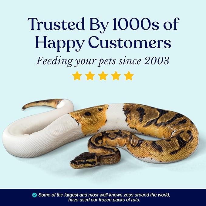 MiceDirect EST. 2003 20 Frozen Large Feeders Snake Food for Adult Red Tail Boas (8-9 in)(3500 Grams Min)