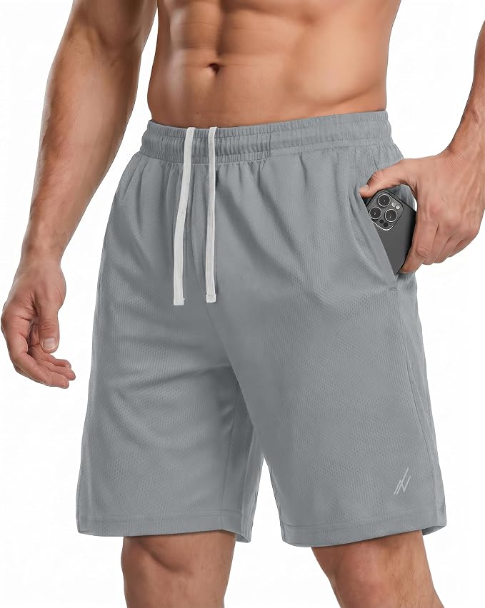 Quick Dry Knit Men's Athletic Shorts Loose-Fit Running Workout Gym Shorts