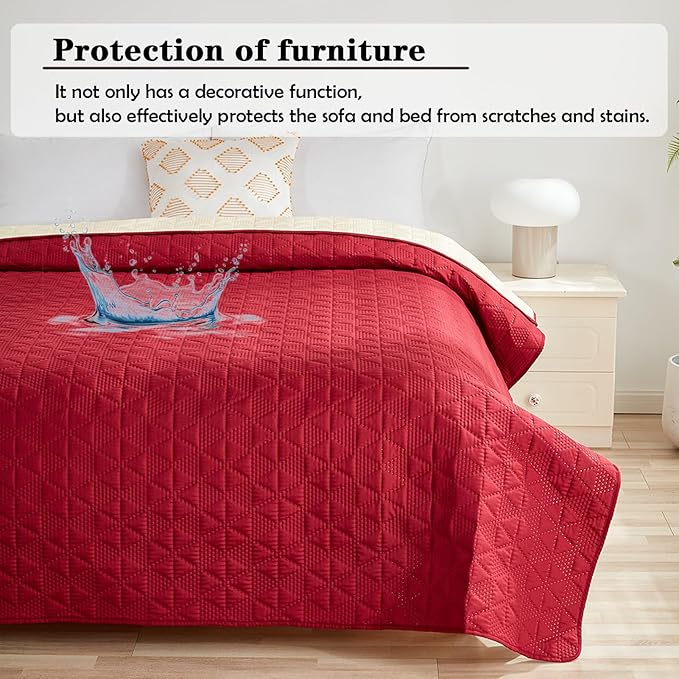 Waterproof Dog Bed Cover Pet Blanket, Soft Pet Couch Covers for Sofa Washable, Bed Couch Sofa Furniture Protector for Puppy Cat Kids (Red,130 * 210 CM)