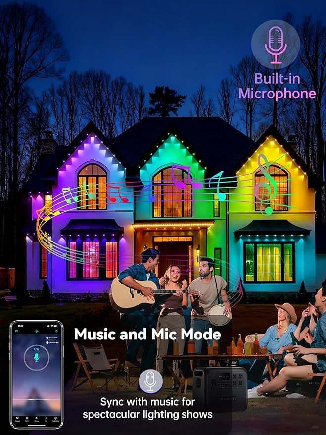 50FT Permanent Outdoor Lights, Smart RGB Eave Lighting for House, IP67 Waterproof LED Outside House Lights with App/Remote Control, for Christmas, Holiday Decor, Party, Daily