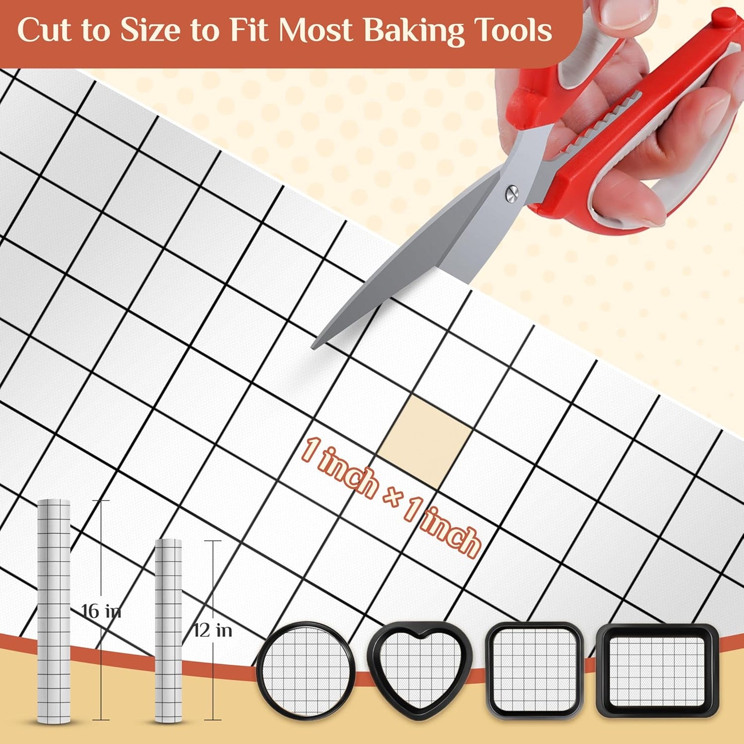 Silicone Baking Mat, 12 IN x 6 FT Free Cutting Baking Sheet,Non-Stick Reusable Dough & Pastry Mat,Non-Slip Silicone Mat Roll for Air Fryer Liner,Freeze Dryer,Oven Baking Pan,Kitchen Counter