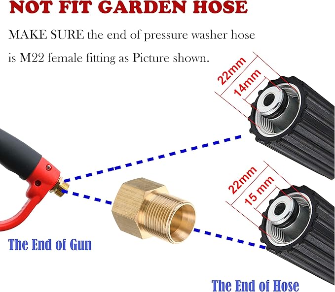 Tool Daily Deluxe Pressure Washer Gun, High Pressure Washer Hose, 25 FT X 1/4 Inch