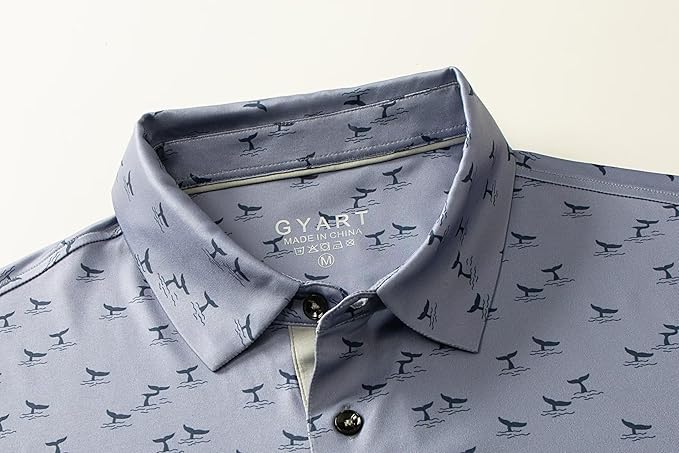 Mens Golf Shirts Quick Dry Moisture Wicking Casual Short Sleeve Performance Athletic Print Collared Stylish Men Polo Shirt