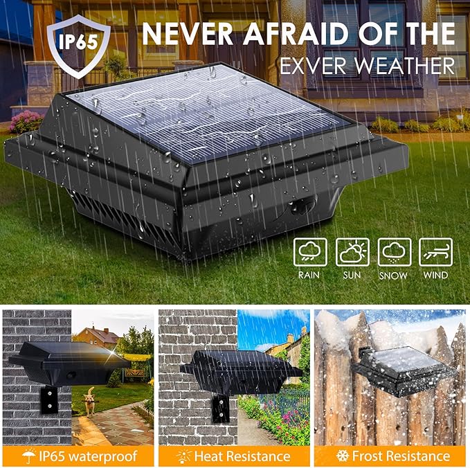 KEENZO Outdoor Solar Lights - Gutter Lights 6pcs, Solar-Powered LED Wall/Fence/Step/Deck Lights with 25 Warm White LED, Outdoor Waterproof Lighting for Garden, Patio, Backyard, Pathway and Eaves Wall