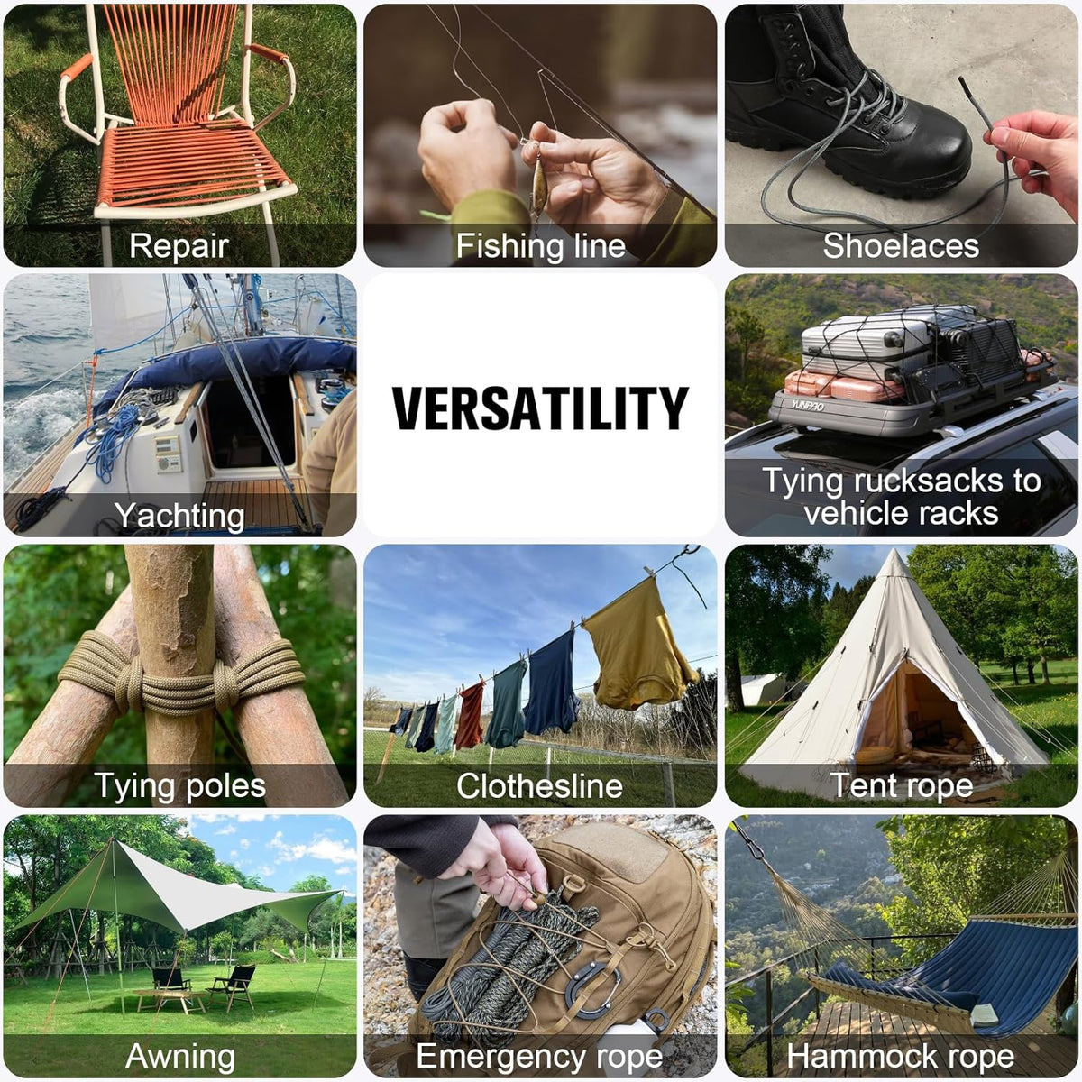 Paracord 550 lb - 200ft Heavy Duty 7-Strand Parachute Cord | Versatile Khaki Survival & Camping Gear